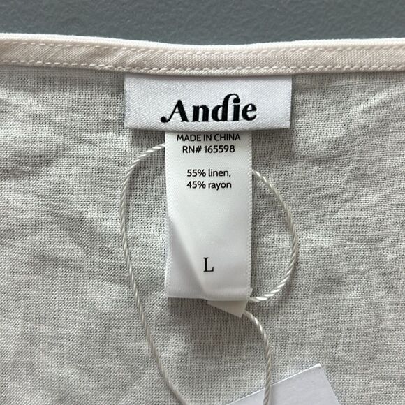 New Andie Swim The Cacela Wrap Dress Linen Blend in Coconut Size L - Picture 6 of 9